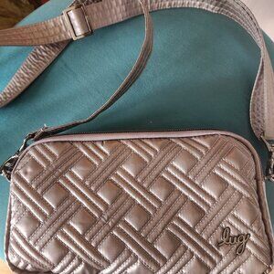 LUG ~ Coupe XL Quilted Convertible Crossbody METALLIC GRAY Belt Bag ~ NWOT